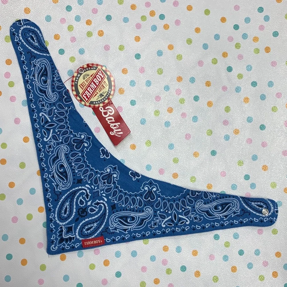 Farm Boy Brand Blue Paisley Bandana Baby Bib
